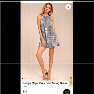 Design Major Grey Print Swing Dress, SMALL